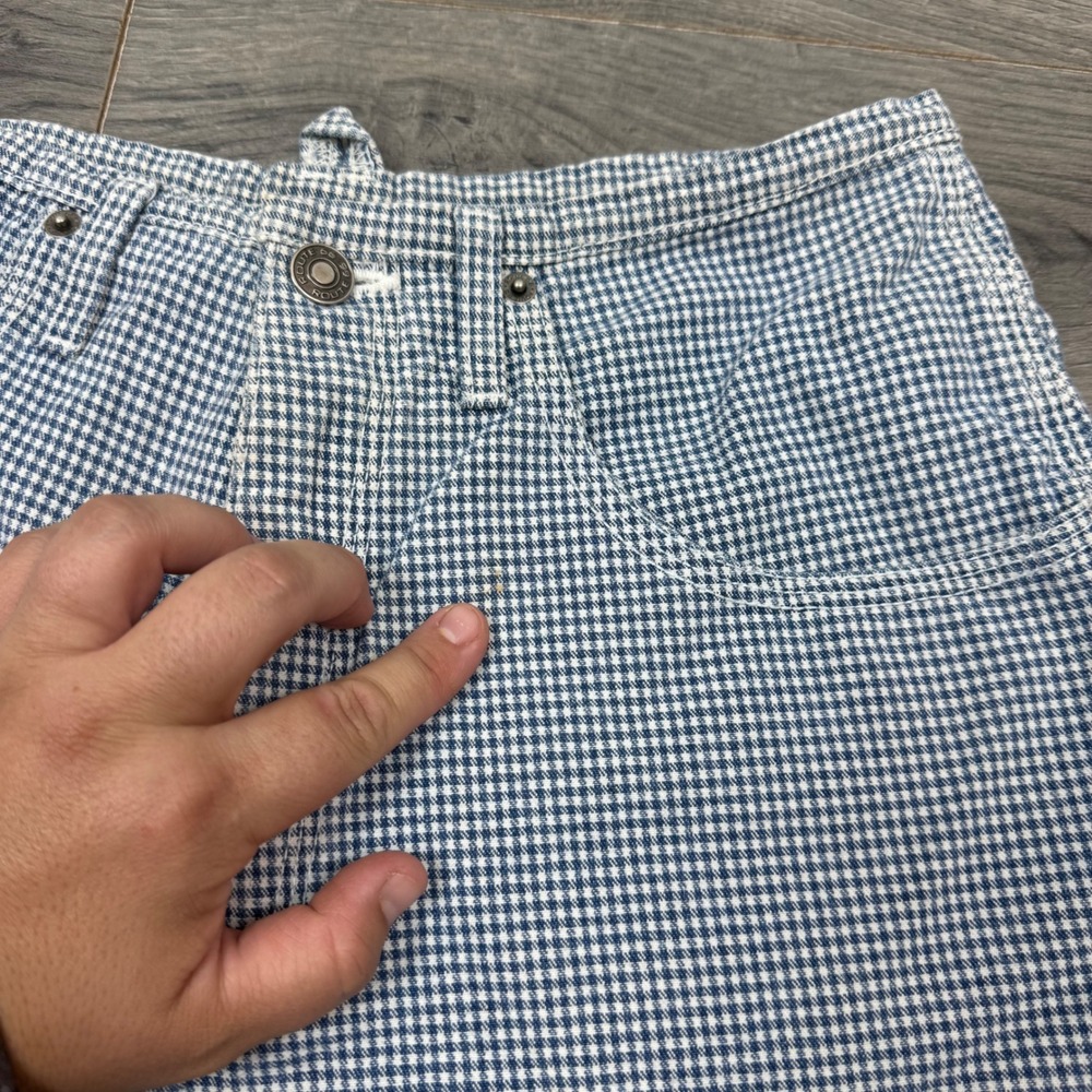 Vintage Route 66 Womens Blue Gingham High Waisted Carpenter Shorts Size 9/10 - Picture 2 of 10